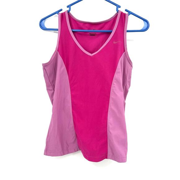 Nike size medium drifit pink‎ purple color block tank top athletic athleisure - Picture 1 of 5